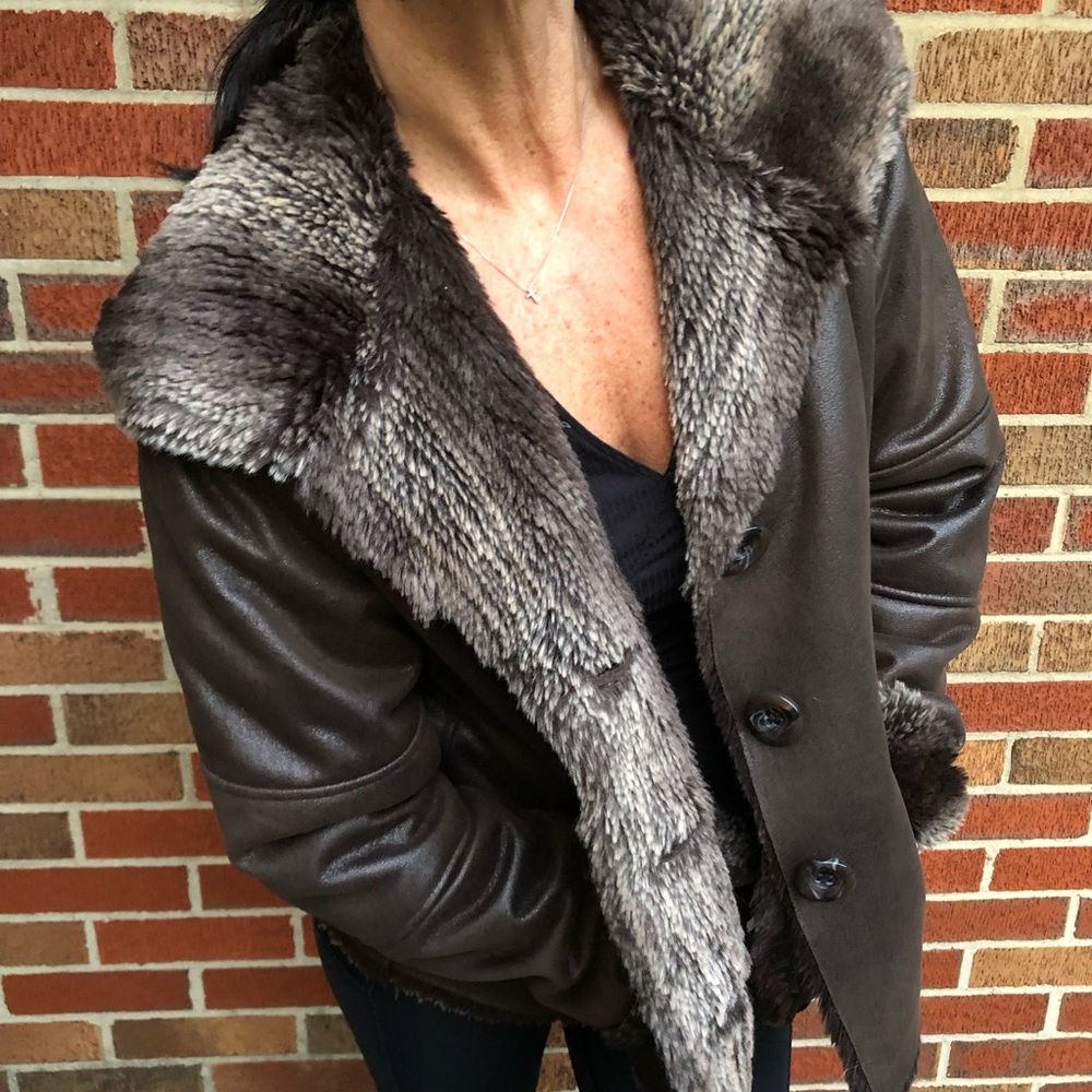 Chico’s Leather and Fur coat